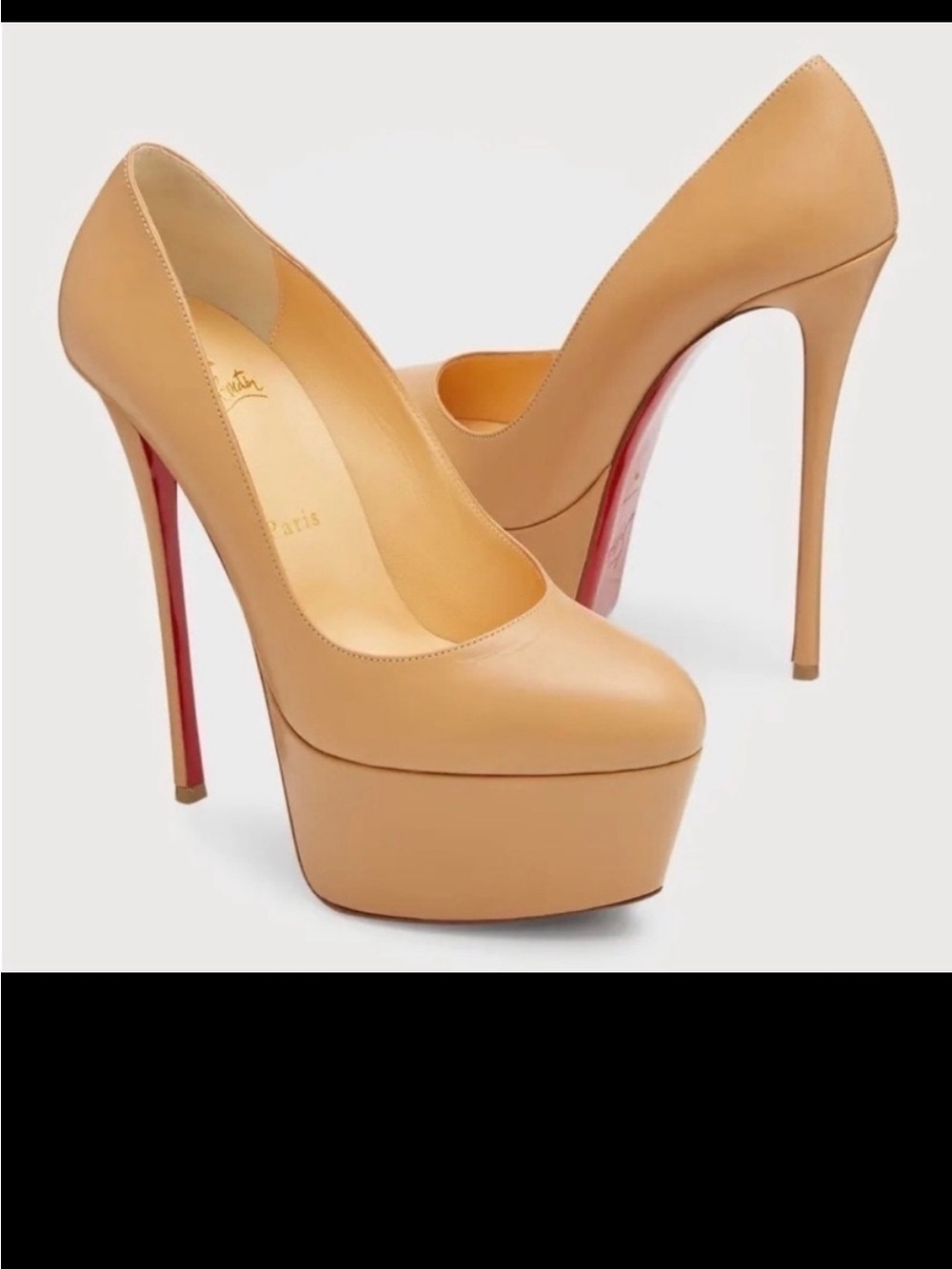 New Size 38.5 Christian Louboutin Dolly Leather Red Sole Platform Pumps Nude